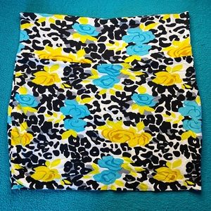 Floral and Leopard BodyCon Mini Skirt